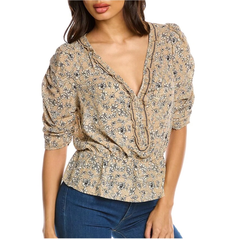 🆕 Max Studio | Ruched Elbow Sleeve Top